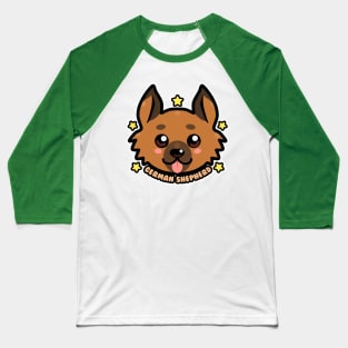 KAWAII Chibi German Shepherd Dog Face Baseball T-Shirt